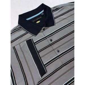 Greg Norman Golf Polo Shirt XXL Striped Performance Play Dry Microfiber Athletic